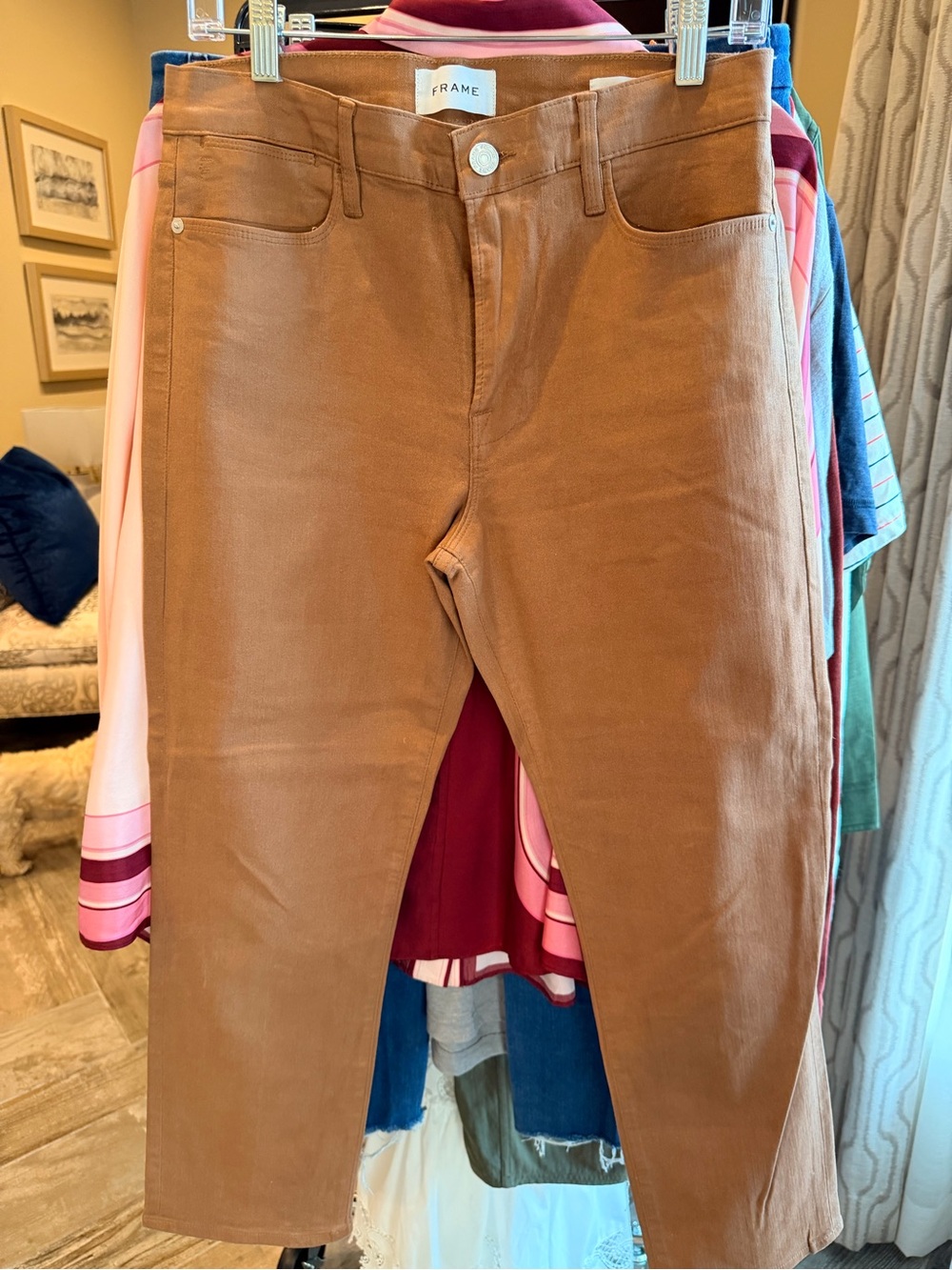 FRAME Caramel Brown Slim Jeans